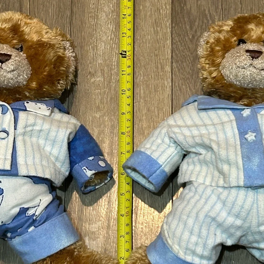 Lot Of 2 TY Bears 14” Blue Flannel Pajamas 2006 Rare
